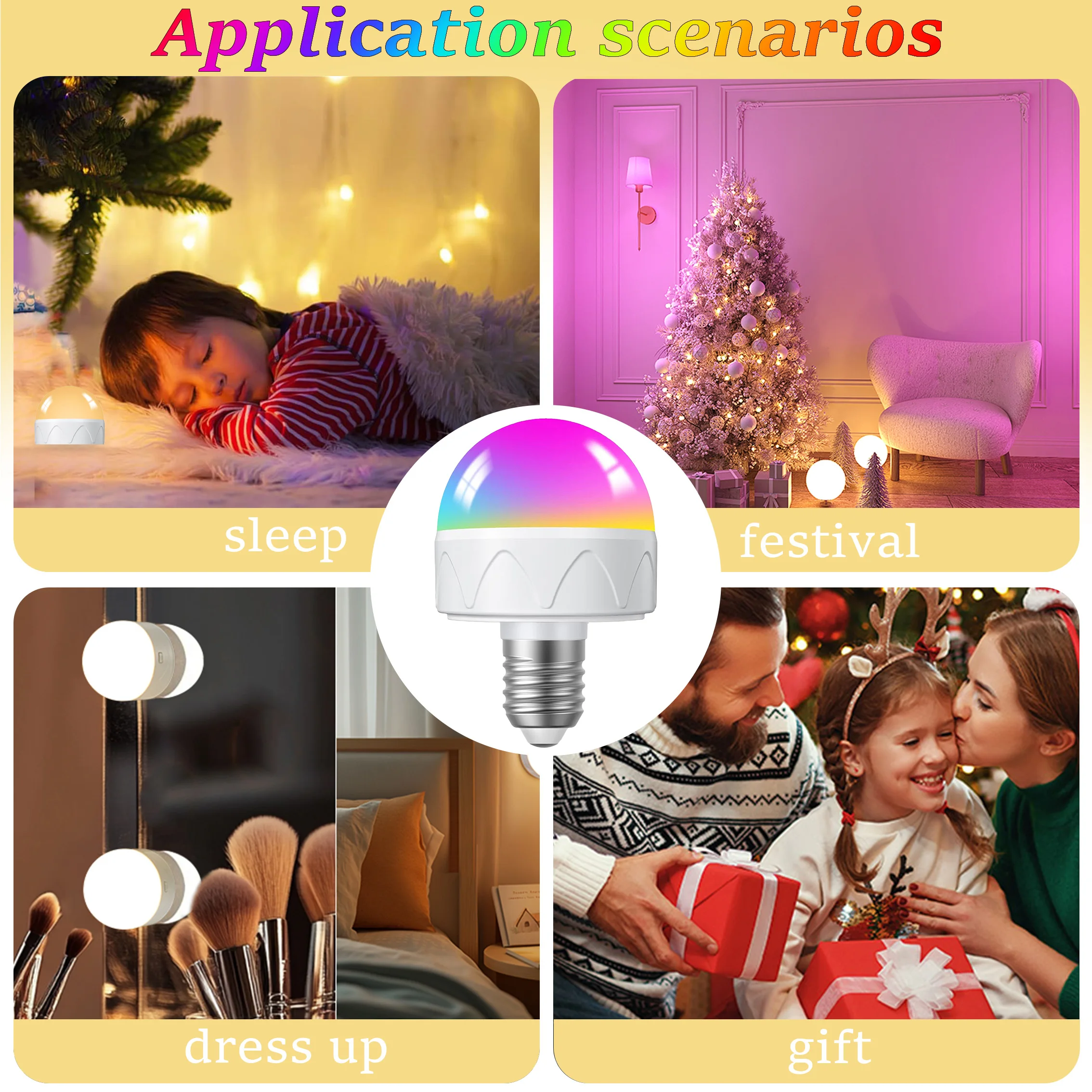 E27 Lamp Head LED Rechargeable Magnetic Bulb 3 Color Temperature+9 Colors Remote Control Timing Suitable For Multiple Scenarios