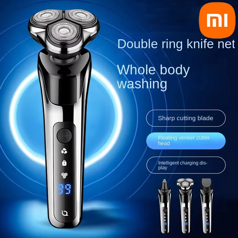 Xiaomi 3-in-1 Men's Electric Shaver Digital Display Strong Power Shaver Fast Clean Hair Removal Shaver Portable 2025 New