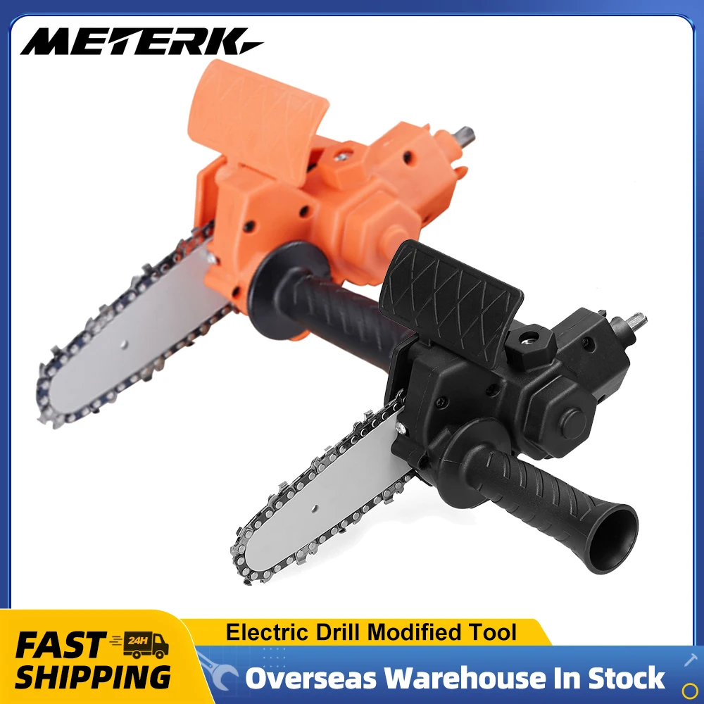 

4 Inch Electric Drill Modified To Electric Chainsaw Tool Practical Modification Attachment Accessory Woodworking Cutting Tool