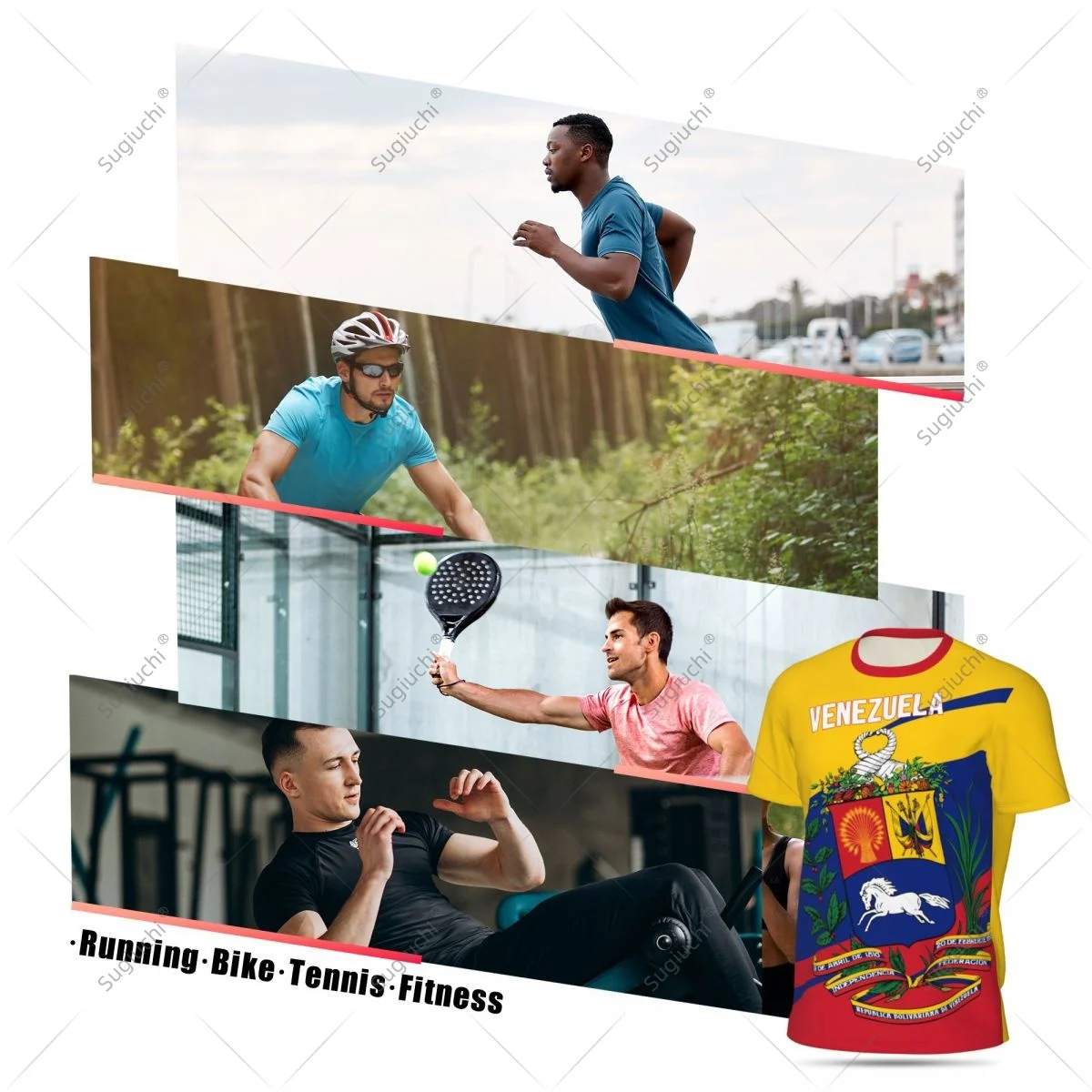 Venezuela Flag Men Sports T-shirt Women Tees jersey for Soccer Football Running Bike Tennis Fitness Fans - view 5