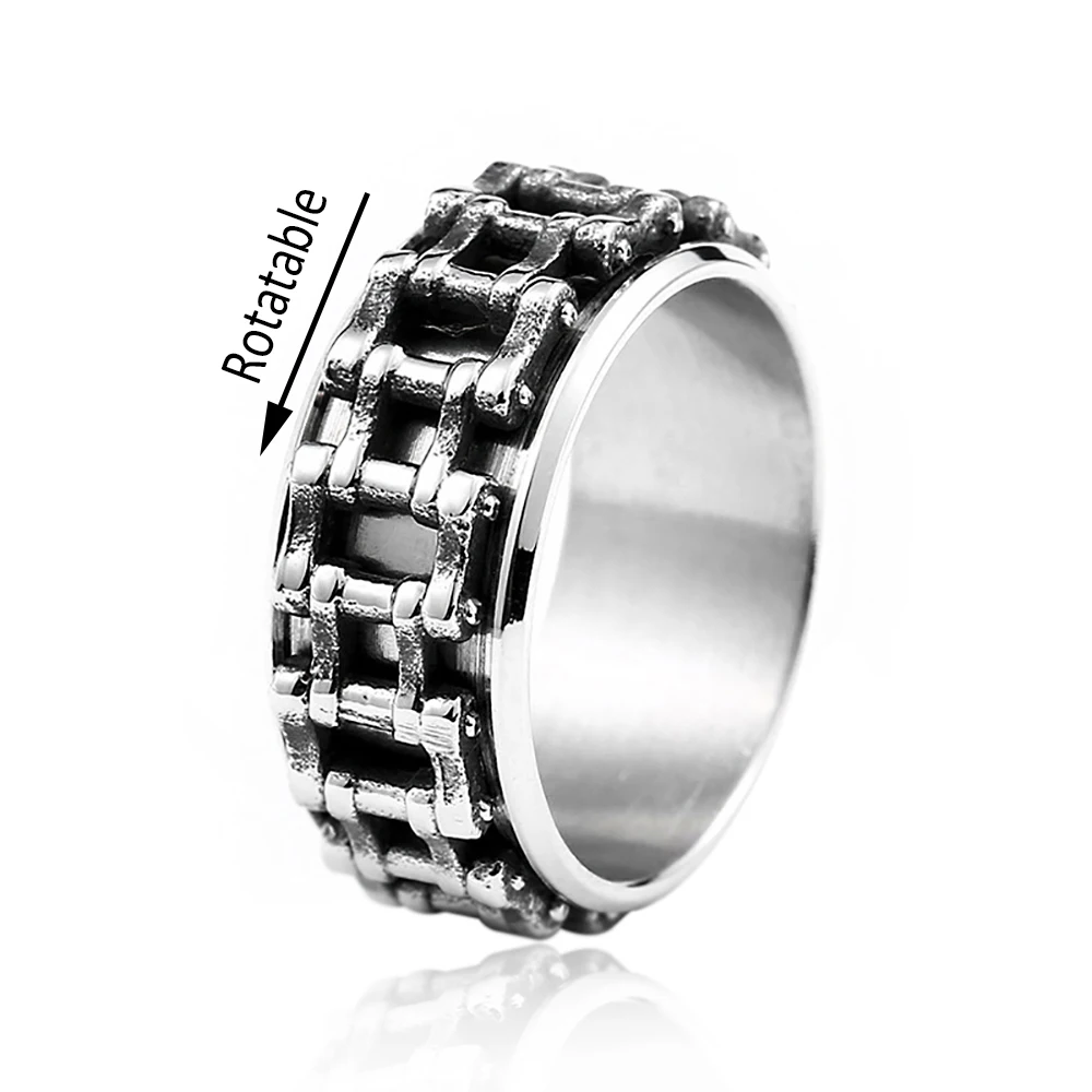 Fashion Creative Stainless Steel Mechanical Chain Rings For Men Women Hip Hop Rock Simple Ring Party Jewelry Gifts Dropshipping