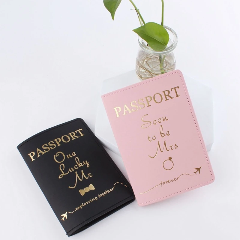 Bride Groom Married Wedding Passport Cover Holder for Case Card Travel Protector