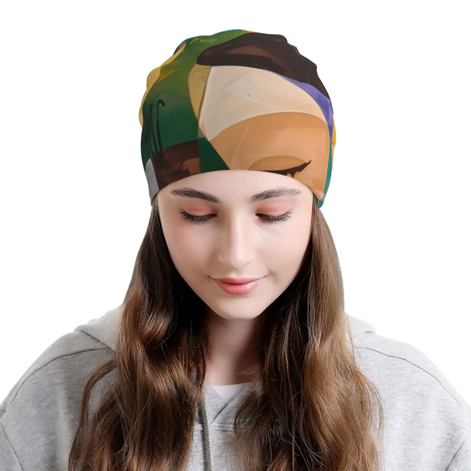 Abstract Musical Faces Printed Knit Cuffed Beanie,Unisex Beanie For Men And Women,Knit Hat ,Warm Winter Caps,Warm Slouch