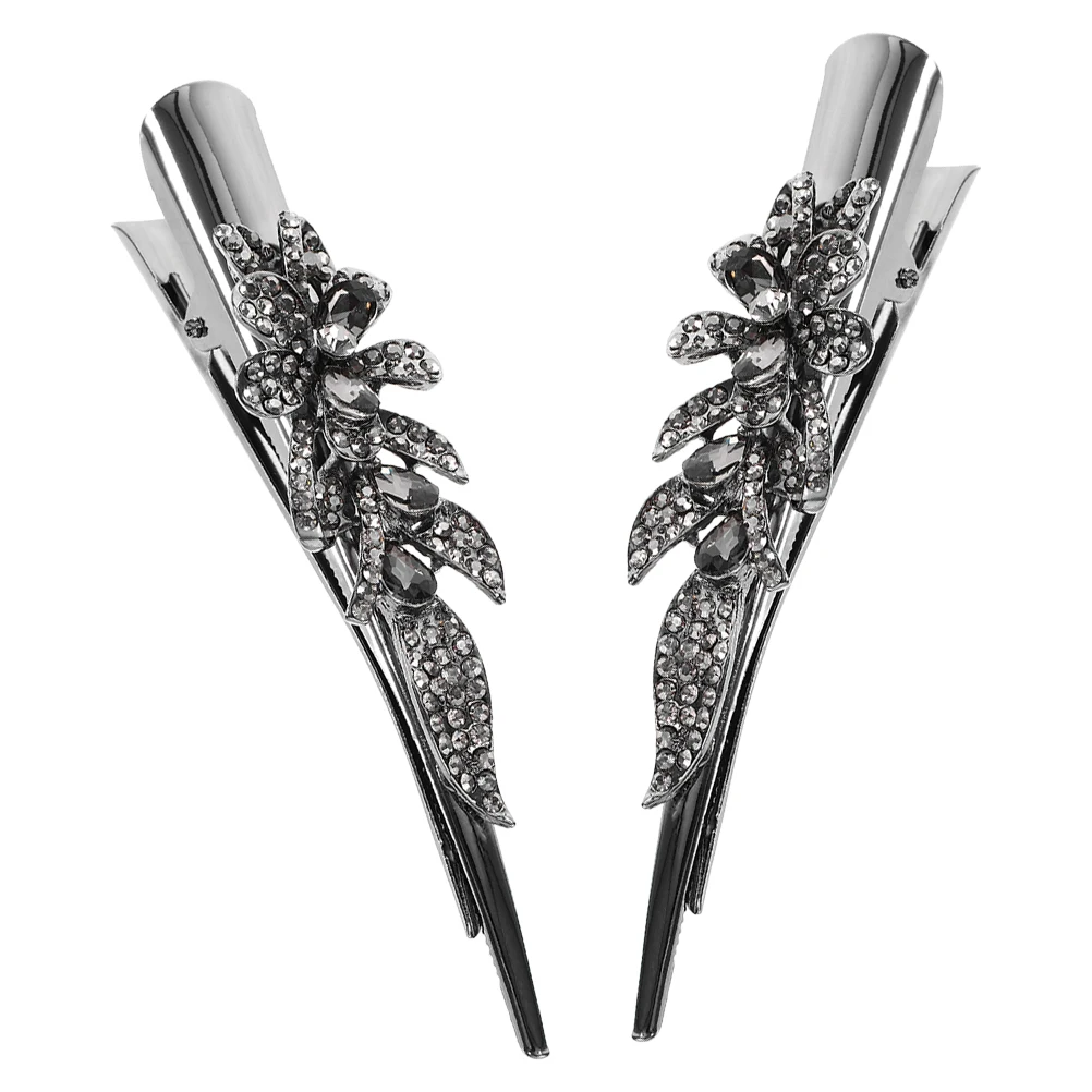

2Pcs Rhinestone Hair Clips Vintage Metal Duckbill Barrettes Crystal Decorative Accessories For Women Fine Hair Styling
