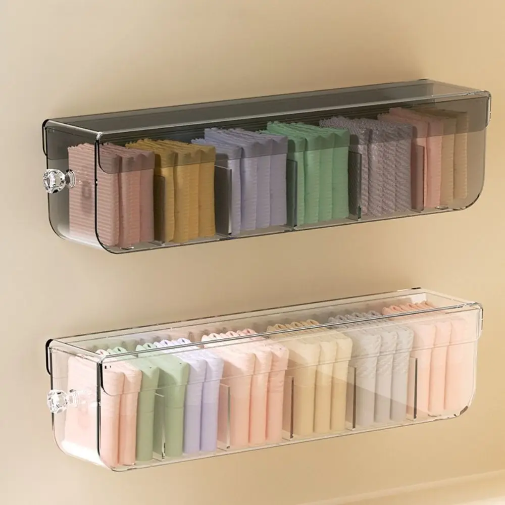 Wall-mounted Sock Storage Box New 6 Grid Space-saving Bra Garments Holder Plastic Self-Adhesive Underwear Organizer Home