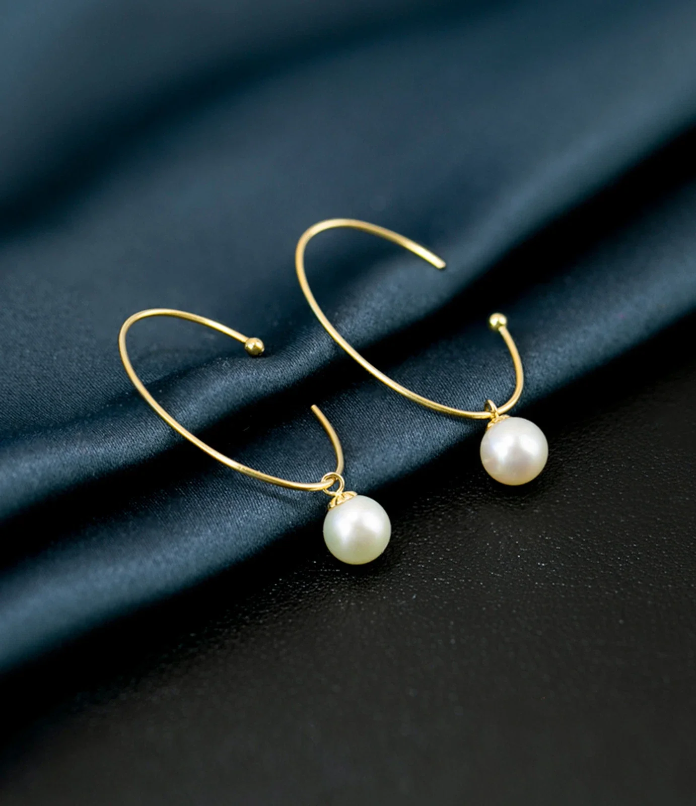 

Большие круглые серьги с жемчугом, золото 18K/AU750, натуральный круглый жемчуг AAAA 7-8 мм.