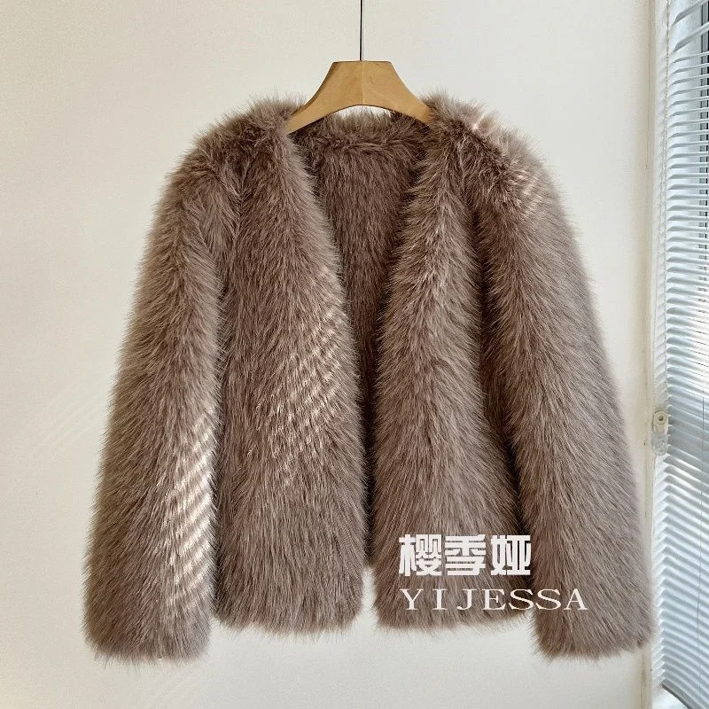 2024 Winter Female New Short Haining Double sided Fur Coat, Women\'s Classic, Versatile, Comfortable, Warm Fur Integrated Coat