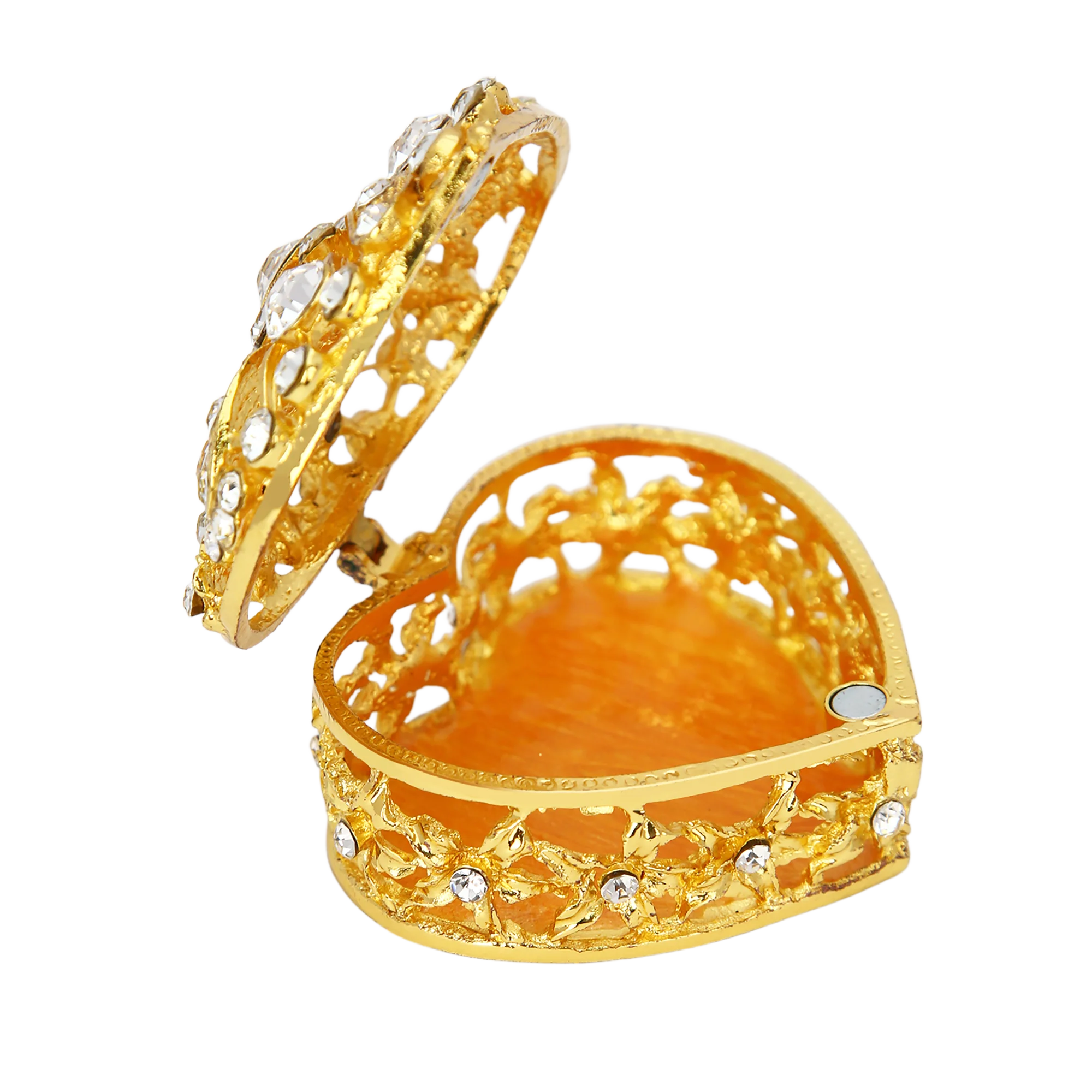 Silver Heart Shaped Jewelry Box for Wedding Coins Decoration Jewellery Box with Rhinestone Wedding Gift for Bride Collection Box