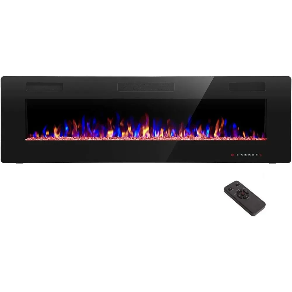 

Recessed and Wall Mounted Electric Fireplace, Low Noise, Remote Control with Timer, Touch Screen, Adjustable Flame Color