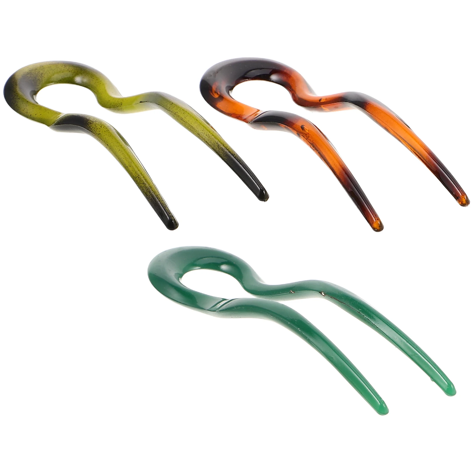 

3 Pcs U Shaped Hairpin Black Pins for Women Acetate French Vintage Hair Accessories Stylish Lightweight Secure