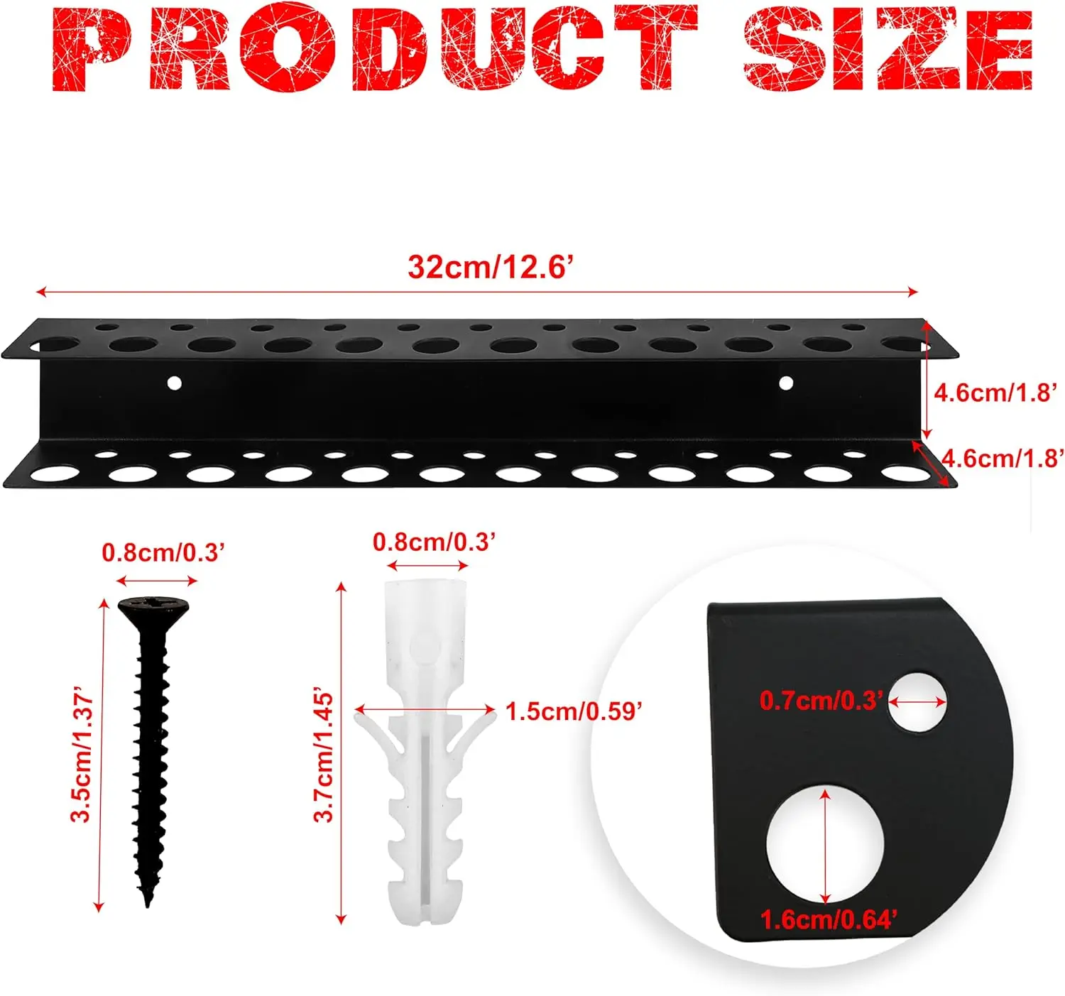 

Стойка для гаражной мастерской, навес, держатель отвертки, настенное крепление, 23 отверстия, 12,6 дюйма, сверхмощный органайзер для инструментов