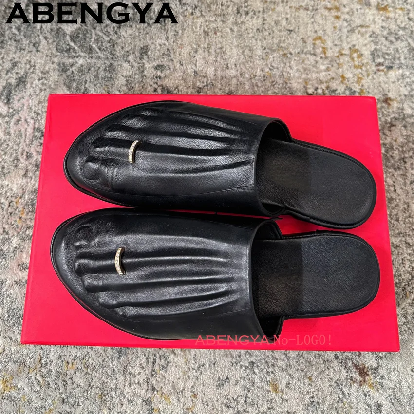 黒の本革巻きつま先ローファースリッパ女性用太った体型向けカジ - Loafer Flat Women のレビューと価格