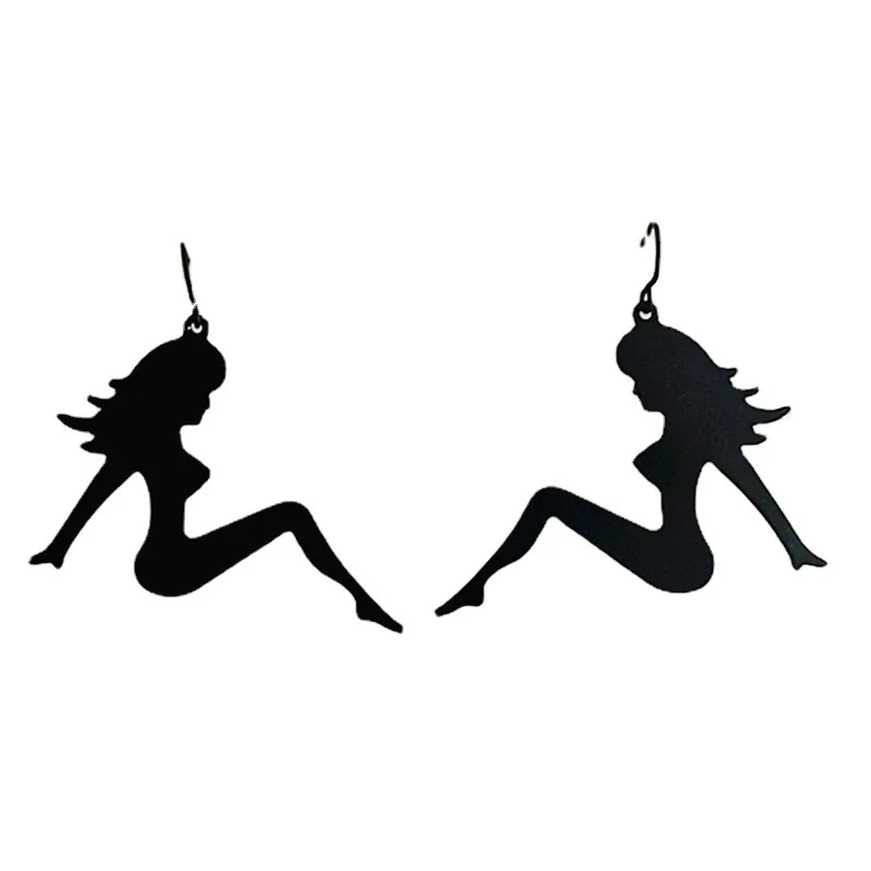 Ovxxons 1 Pair Abstract Humanoid Female Earrings Temperament New Cold Wind Fashion Cartoon Everything Up Stud Ear image 5