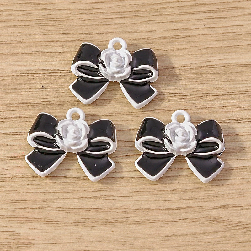 Tusember 10 Stück Emaille-Anhänger, elegante Schleife, Schleife, Charms für Schmuckherstellung, Ohrringe, Halskette, DIY, Armband, Zubehör, Zubehör – Detail 5