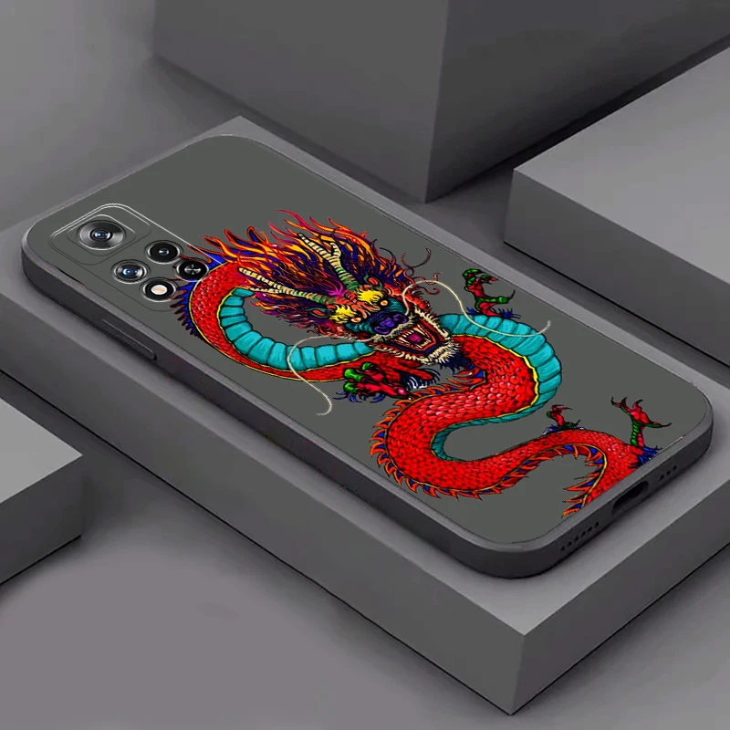 Chinese Divine Dragon For Xiaomi Redmi Note 12 11 11S 11T 10 10S 10T 9 8 Pro Plus Phone Case Funda Soft Liquid Silicone Cover