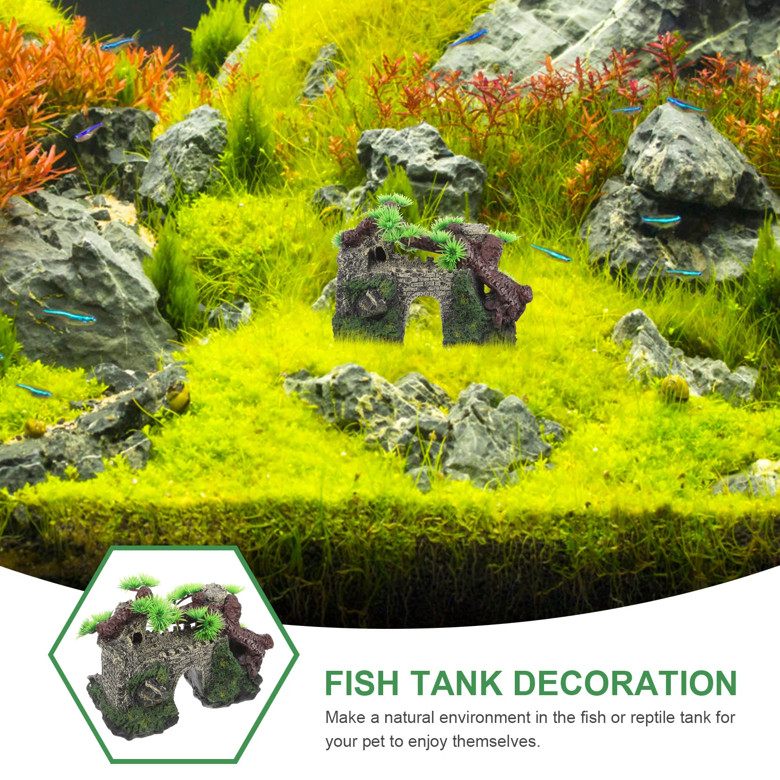 

Aquarium Decoration Resin Castle Ornament for Fish Tank Vintage Underwater Landscape Decorative Accessory Aquarium Decoration