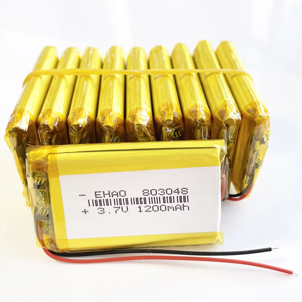 10 x PCS 3.7V 1200mAh Polymer Lithium Lipo Rechargeable Battery 803048 For Mp3 GPS Recording Pen Bluetooth Massager Scanner