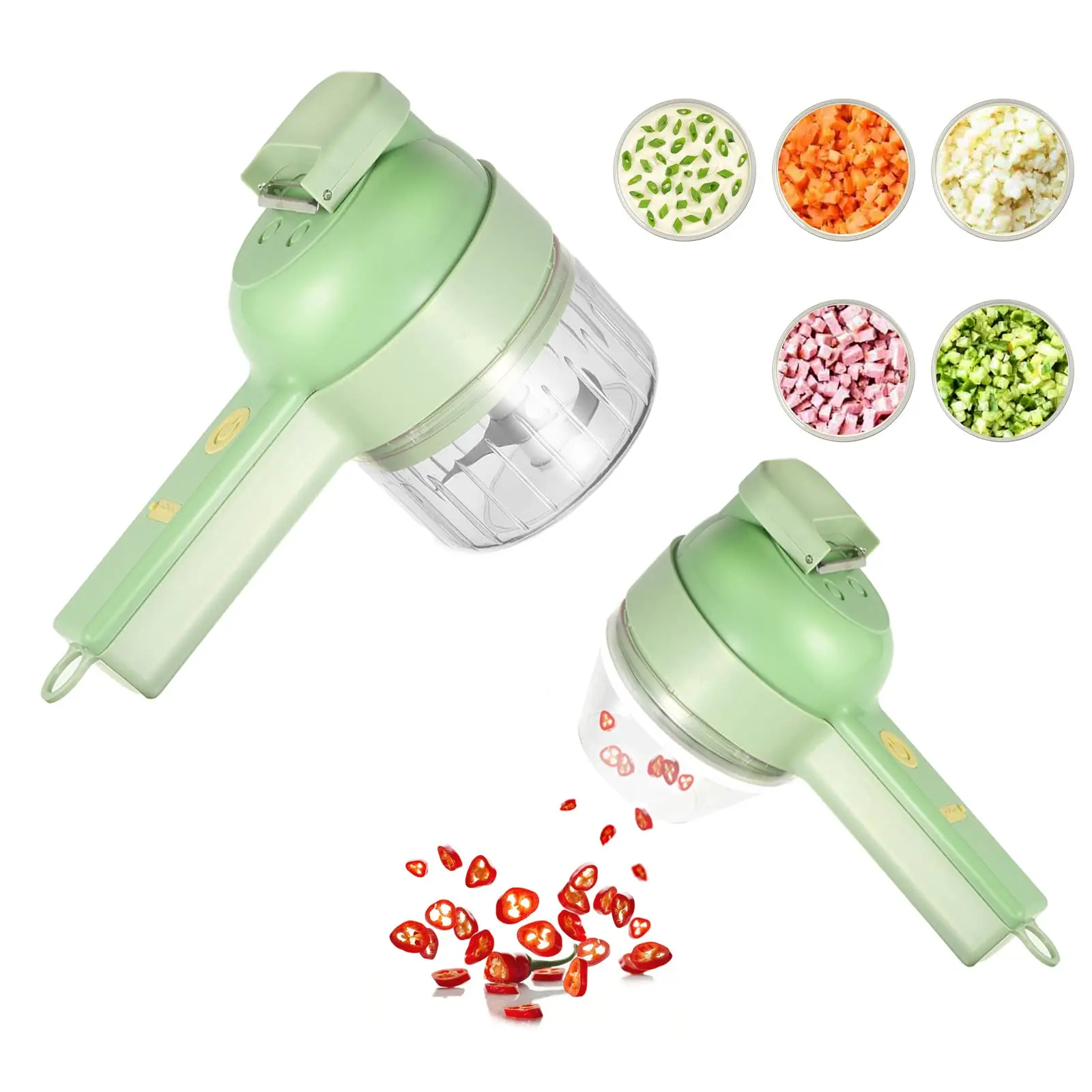 4In1 Electric Vegetable Cutter Set Handheld Wireless Electric Garlic Masher Food Chopper Meat Grinder Machine Food Peel Slice