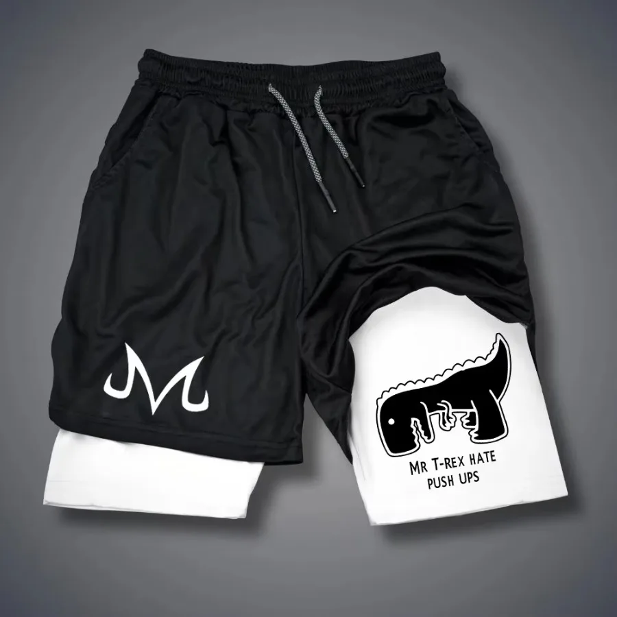 

Cartoon animal print men's shorts autumn new fitness double-layer 2-in-1 street sportswear