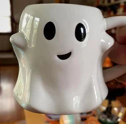 Taza de cerámica del diablo de Halloween con varilla agitadora, taza de café de Horror, elfo del diablo, taza de té de dibujos animados, regalo, lindo, demonio, elfo, fantasma