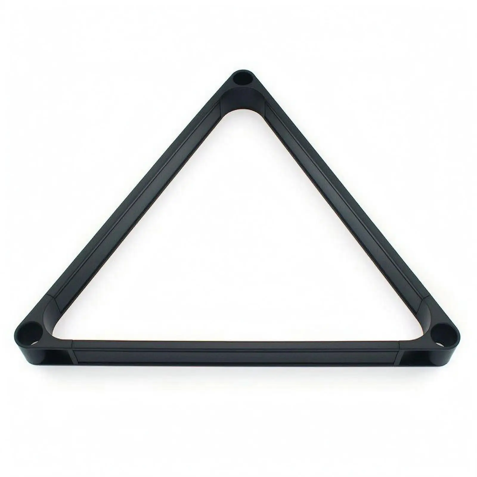 Detachable 57.2 mm aluminum billiard triangle with rounded corners.