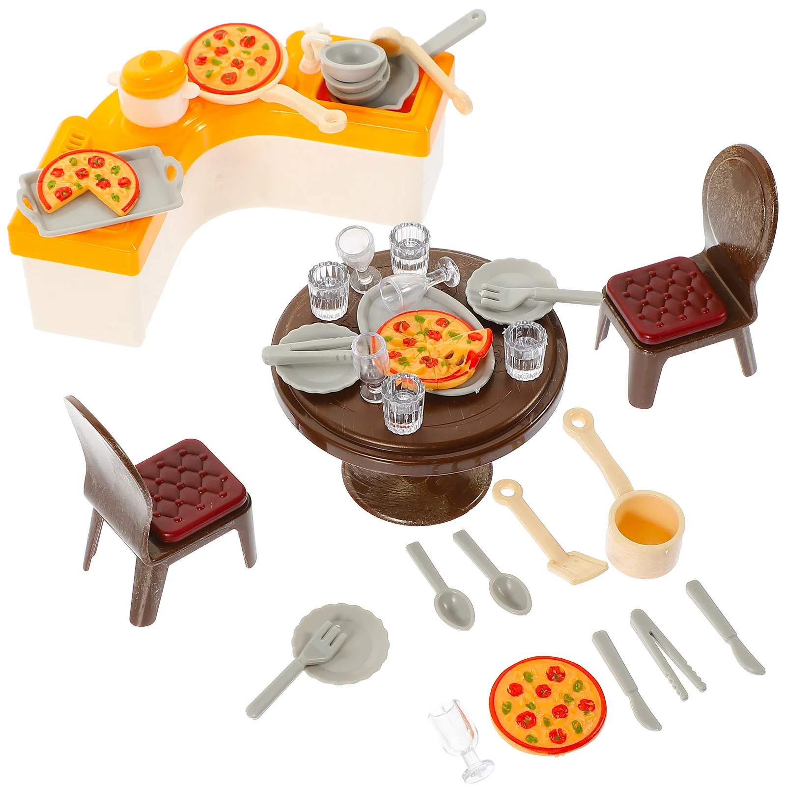 

Набор миниатюрных кухонных сцен: высокодетализированные, компактные, для ролевых игр, забавные украшения, миниатюры для кукольных домиков, подарок для развития детского творчества