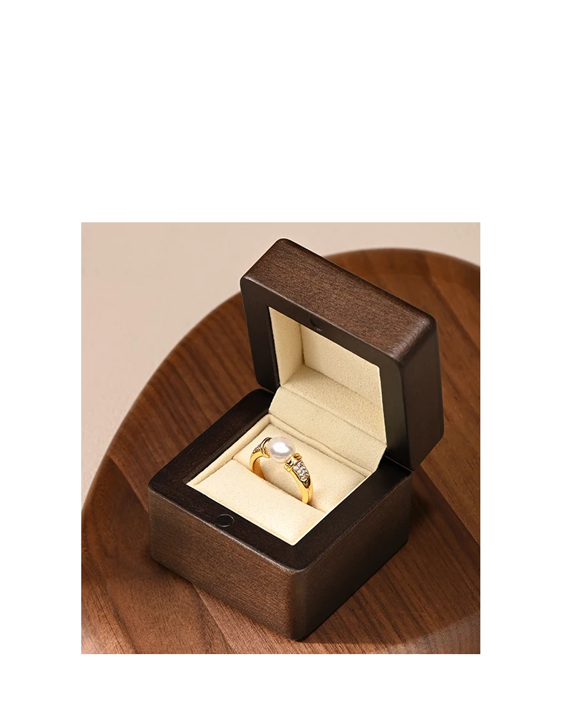 Oirlv Hochwertige Massivholz-Ringaufbewahrungsbox Tragbarer Schmuck-Organizer Ring-Präsentationsbox Festliche Hochzeitsgeschenkbox Vitrine – Detail 12