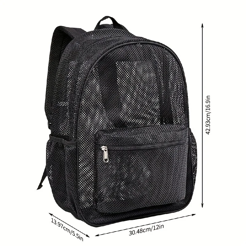 Simple Mesh Design Backpack, Outdoor Travel Beach Bag, Trendy Student School Bag