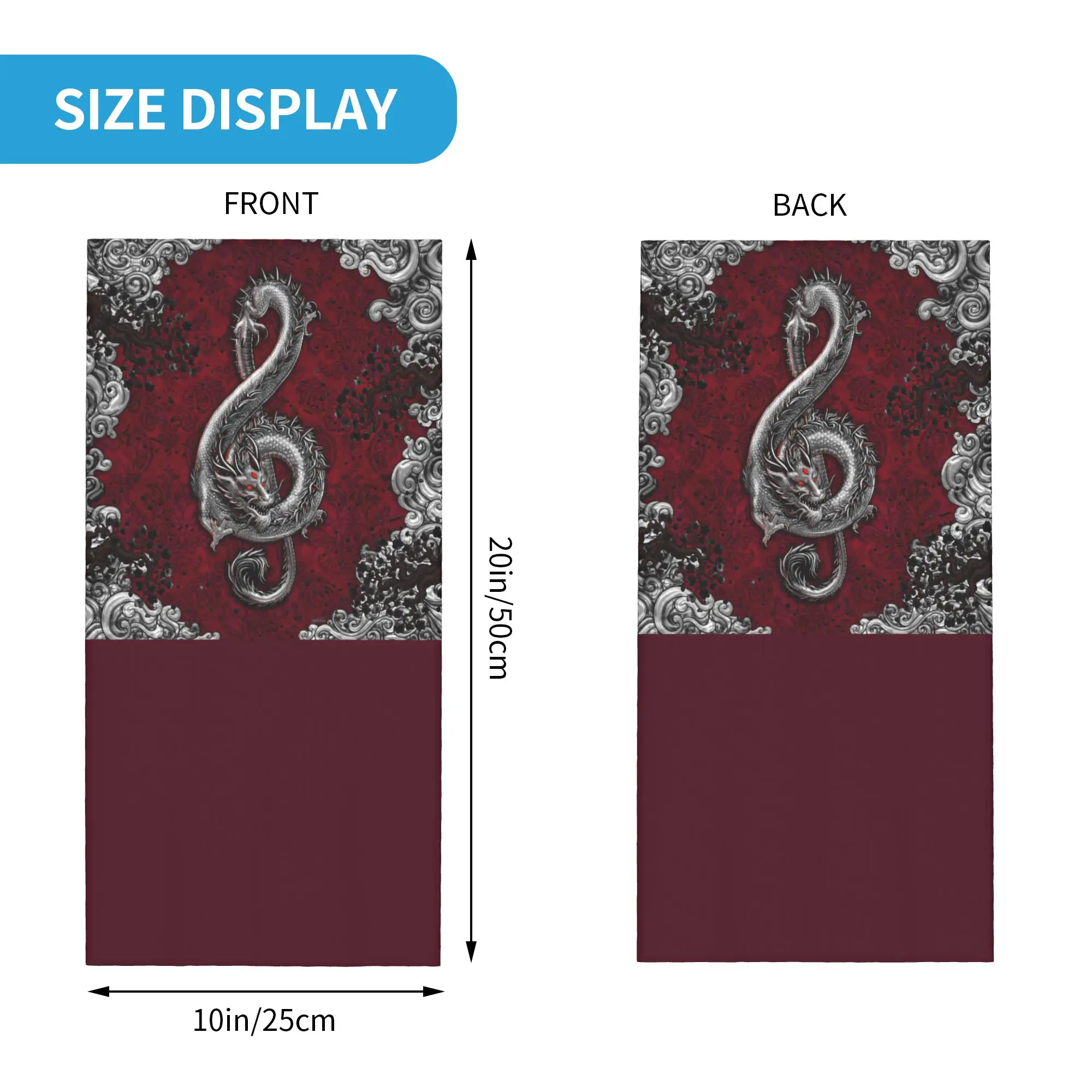 Custom Music Dragon Gothic Pattern Winter Headband Neck Warmer Men Women Hiking Camping Tube Scarf Chinese Asian Style Face