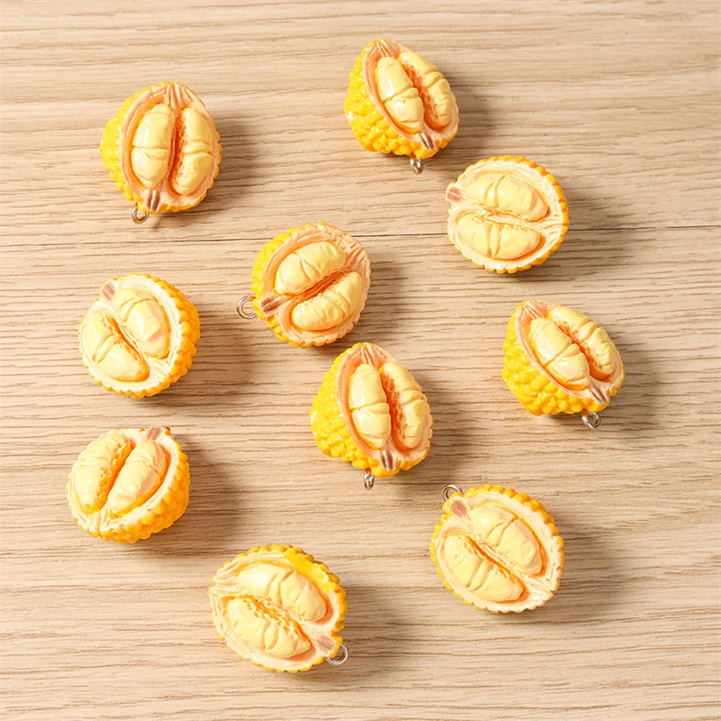 10 Stück 21x25mm Niedliche Gemischte Harz-Frucht-Durian-Anhänger für Schmuckherstellung Halsketten Ohrringe Armbänder DIY Bastelzubehör – Detail 7
