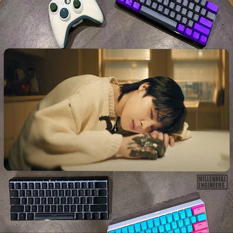 Kpop Star JiMin-FACE Mouse Pad Desk Mat Mousepad Gamer Office Accessories Gaming Mats Big Mousepepad Keyboard Extended Large Xxl