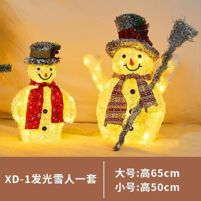 Christmas luminous wrought iron deer window decoration Christmas deer pull car with light gift box Christmas desktop bright