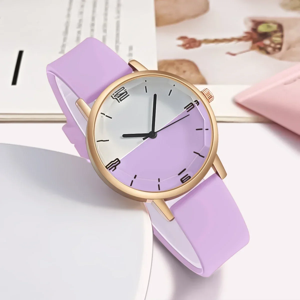 

New Watch for Women Jelly Color Rose Gold Dial Student Sports Casual Silicone Strap Ladies Quartz Wristwatches Gift Clock Reloj