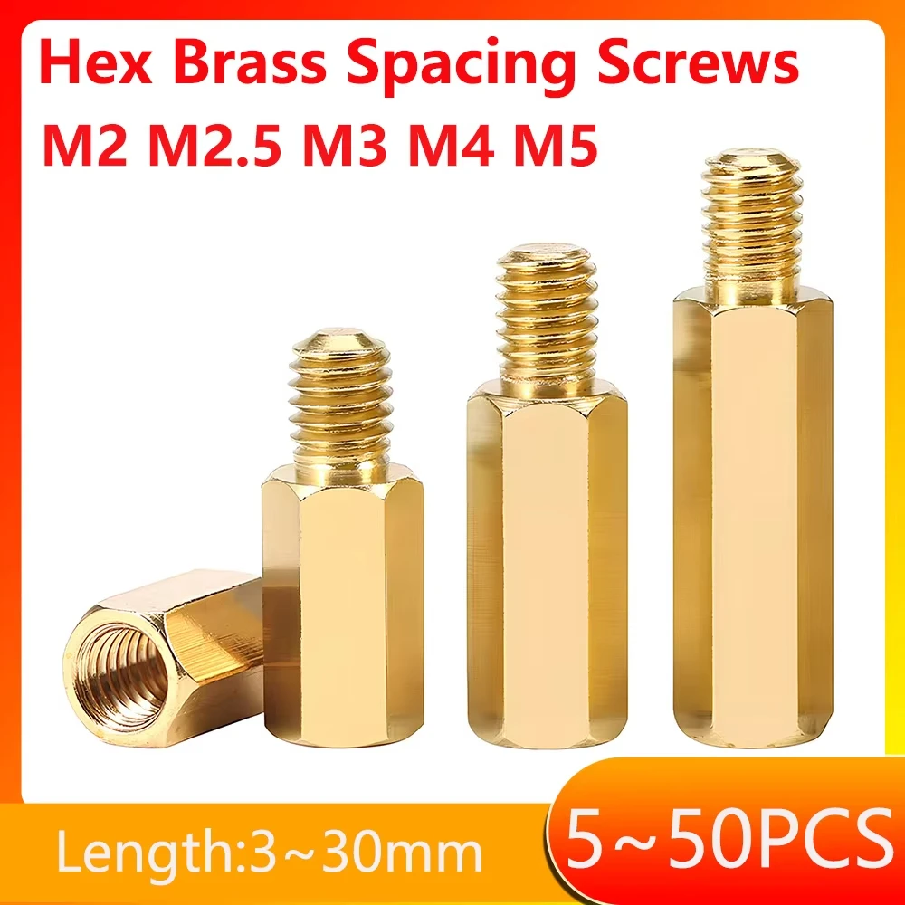 Hex Brass Spacing Screws Threaded Pillar PCB Computer PC Motherboard Standoff Spacer M2 M2.5 M3 M4 M5 Motherboard Standoff