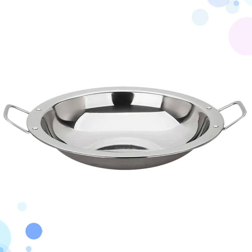

26cm Stainless Steel Dry Pot Hot Pot Cookware Seafood Pan Polished Mirror Surface Everyday Pan for Home Canteen Induction Use