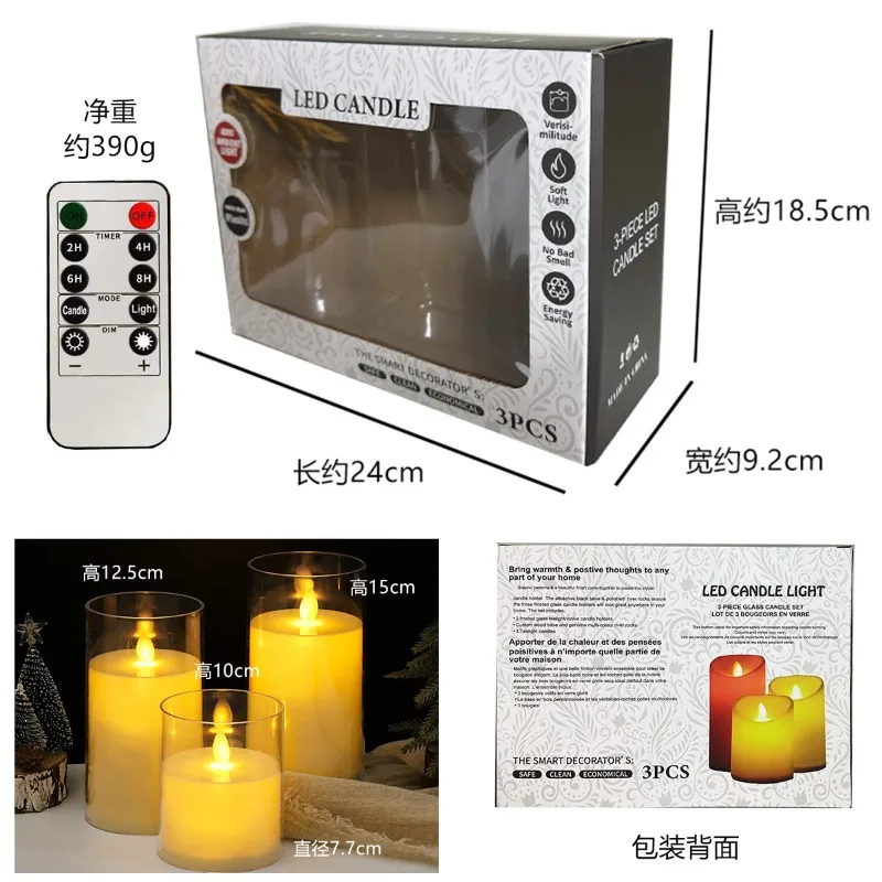 Battery Operated Acrylic Led Pillar Candles-3packs/5packs-Flameless Candles with Realistic 3D Wick Candles for Home Decor(White)