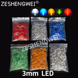 100pcs 3mm LED Diode F3 Assorted Kit White Green Red Blue Yellow Orange Pink Purple Warm White DIY Light Emitting Diode