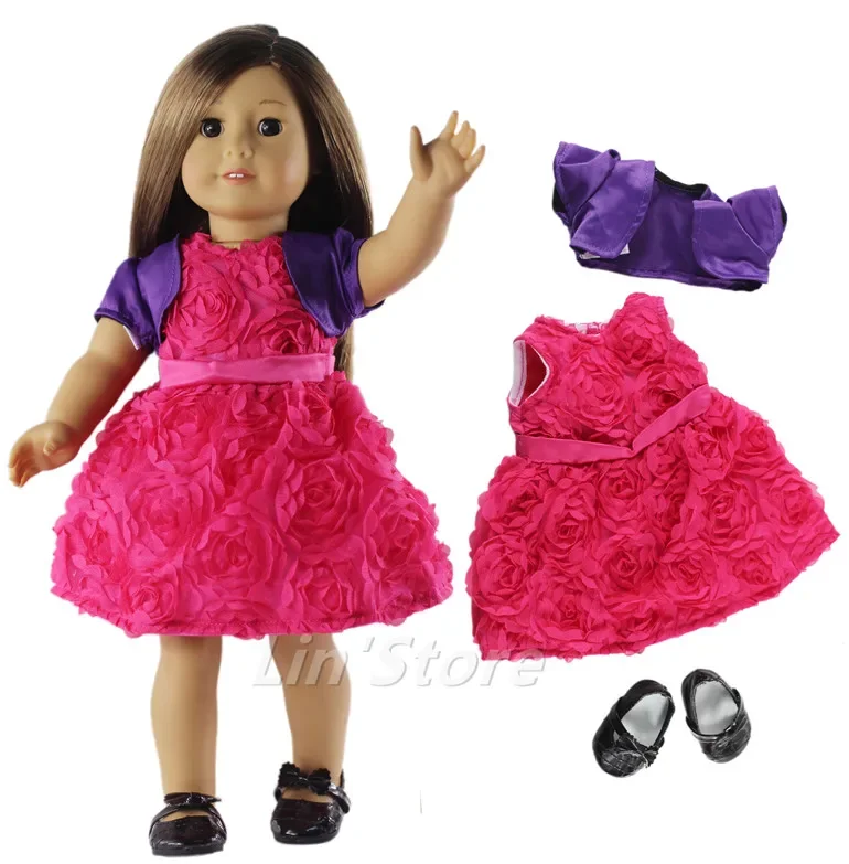 Doll Clothes Outfit Dress+coat+shoes for 18" inch American Doll Many Style for Choice B01