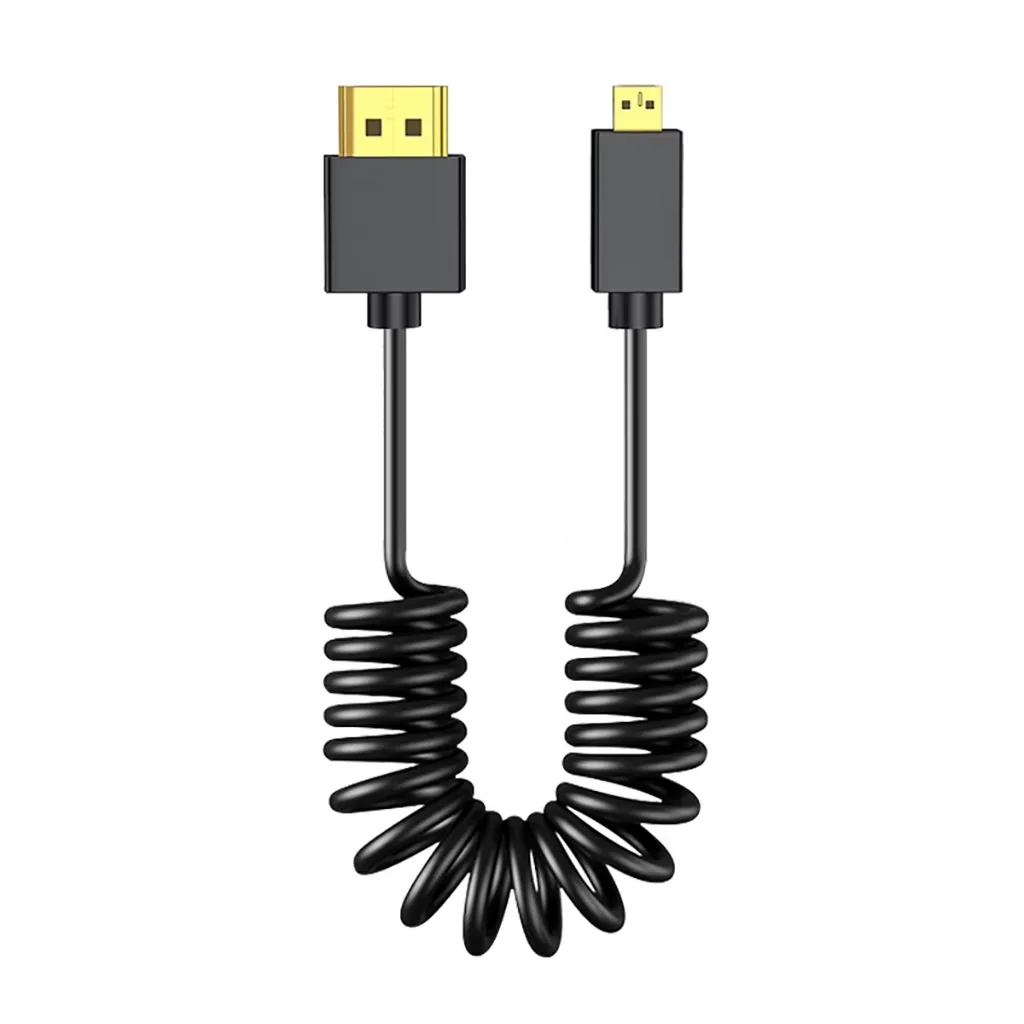 8K HD Mini HDMI-متوافق/مايكرو HDMI-متوافق مع كابل بيانات الربيع لكاميرا DSLR مثبت رصد ملحقات استوديو الصور