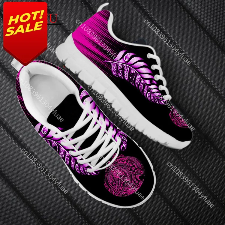 Flats Shoes Women Casual Autumn Mesh Lace Up Sneakers Fashion Polynesian Tribal Tattoo Pattern Female Breathable Footwear