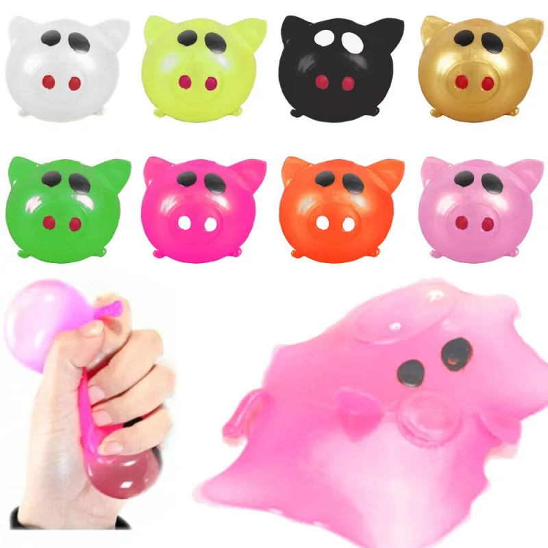 1 Uds Jello cerdo lindo antiestrés Fidget Splat Bola de agua juguete de ventilación cerdo pegajoso blando antiestrés alivio de presión batido
