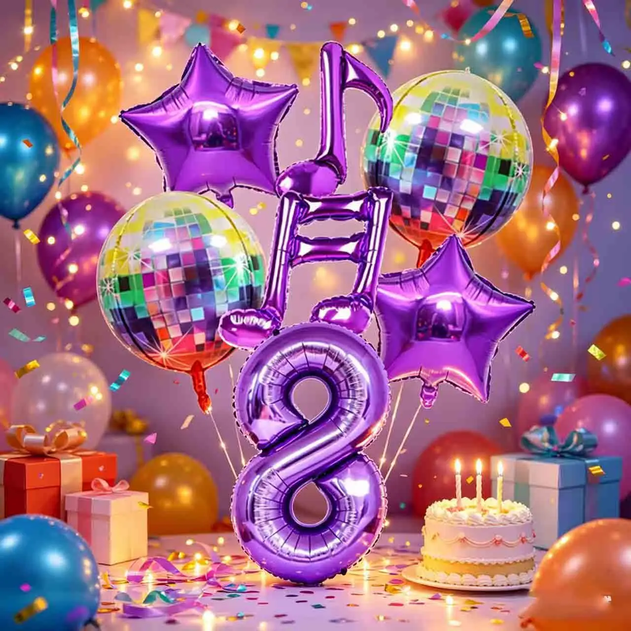 Kit d'arche de ballons Kpop Disco Music, ballons en latex rose, violet et argent pour les soirées disco, les bals de promo, les rassemblements de fans, les décorations de fête d'anniversaire