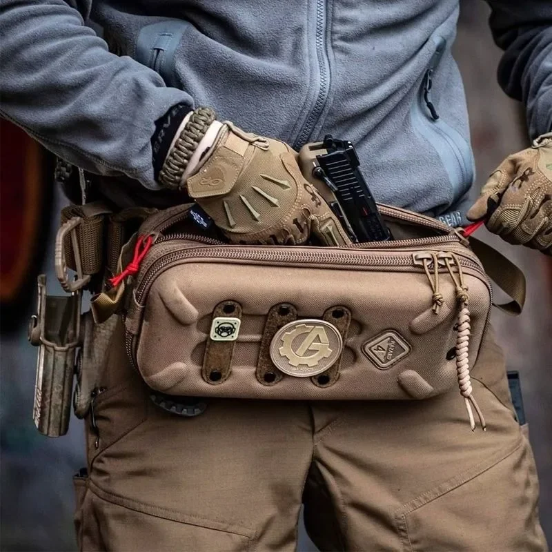 Tactical fanny pack Outdoor hard shell sundries Carry shoulder bag Multifunctional breast bag