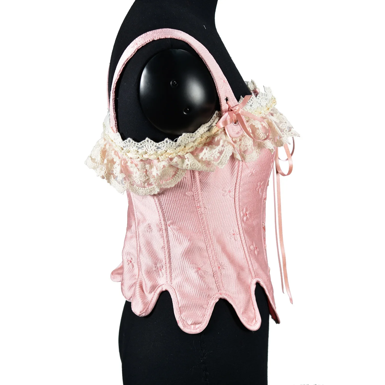 Palace fashion versatile elegant jacquard playful lace pink waist corset corset Renaissance waist corset