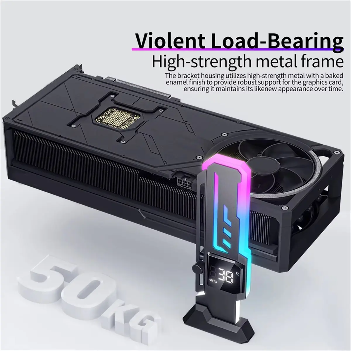 2X Z-X7 PRO ARGB GPU Holder Bracket with Digital Temperature Display 5V 3Pin ARGB Graphics Card Holder Adjustable Height