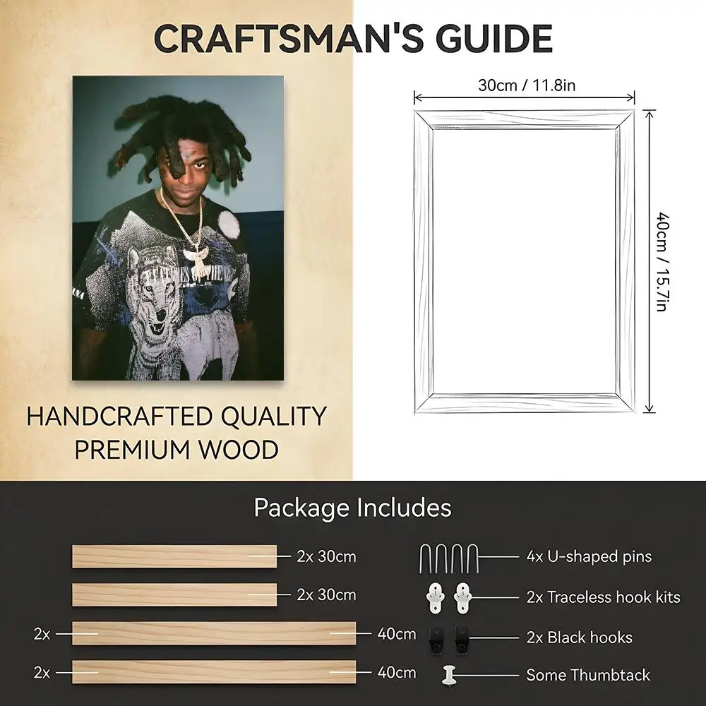 Singer Album K-Kodak Black Painting Calligraphy HD Modern Style Inner Frame Canvas Poster Bedroom