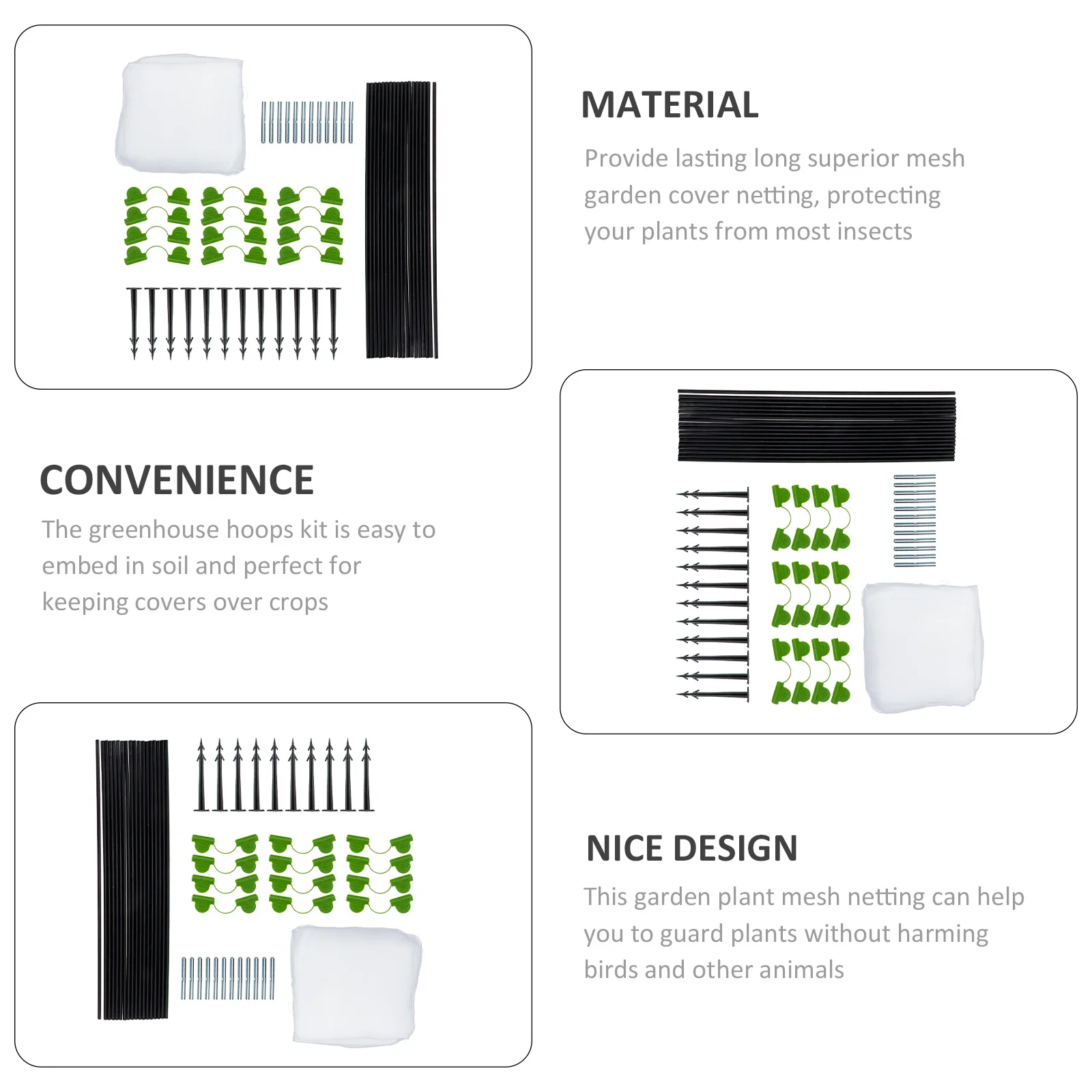 

1 set 1 Set Hoops Kit For Raised Beds Mesh Netting Plant Covers Greenhouse Cover Bird Netting For Garden Garden Row Covers