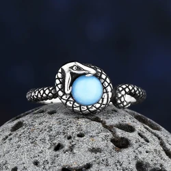 Good Detail 2023 New Fashion 316L Stainless Steel Snake Ring With Stone For Men Women Couple&Wedding Jewelry Dropshipping