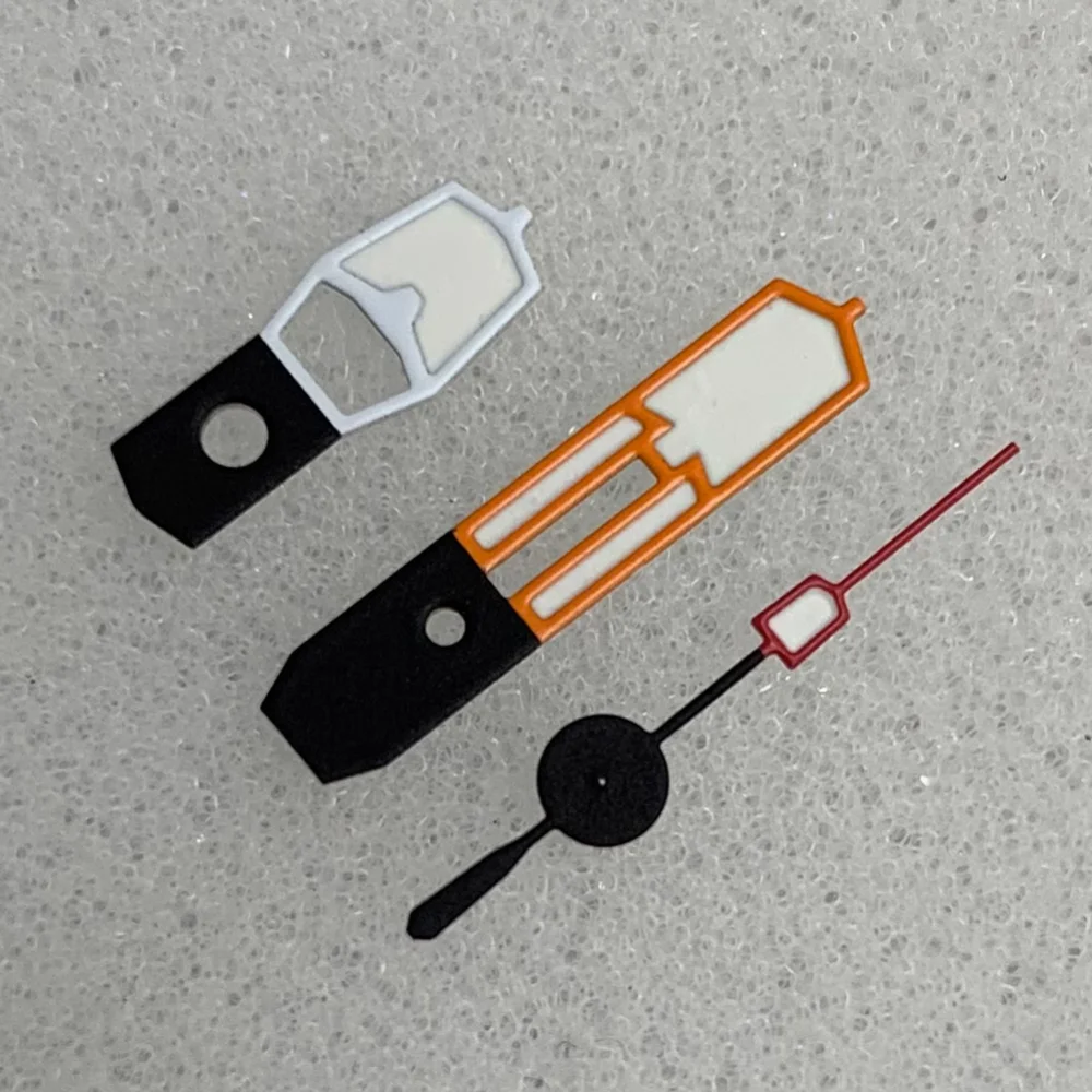 Modificado Watch Acessórios laranja vermelho branco cor correspondentes mãos verdes ponteiros luminosos para o movimento japonês NH35/36/4R7S