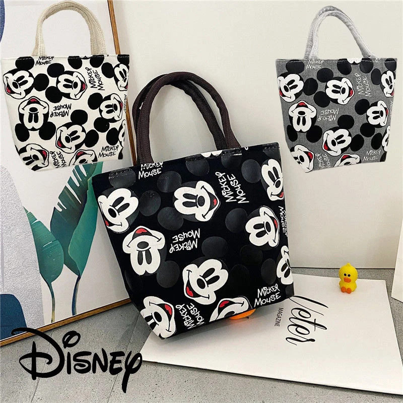 Disney Mickey Mouse Tote Canvas Bag Students Shoulder Bag Cartoon Handbags Anime Crossbody Bags Women Portable Shopping Bag Gift